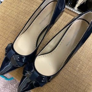 Navy patent leather pumps, like new, 7 medium. Beautiful condition, worn once.